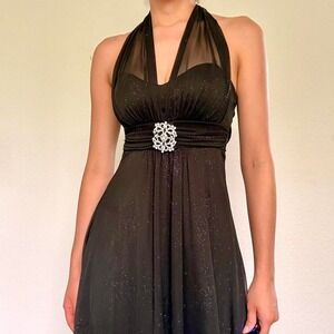 NWT Speechless Black Glitter Halter Dress